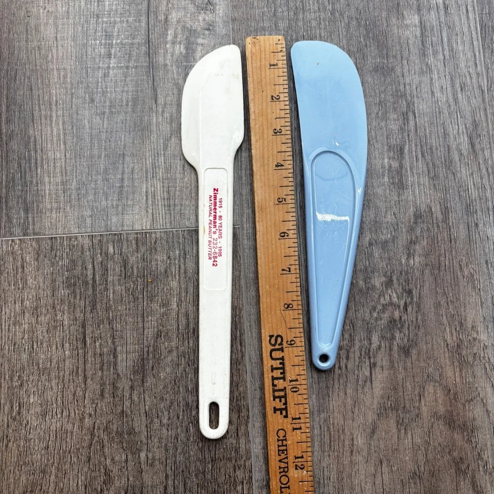 Vintage‎ Zimmerman's Natural Peanut Butter Spreader Set Blue White 80th Anniv PA